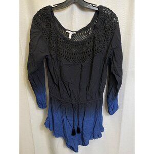 Victoria secret SKU 7688 Black and Blue Ombre Crochet Neck Long Sleeve Romper Si